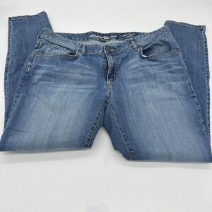 Eddie Bauer Slightly Curvy SkinnyLeg Jeans Womens 18 Stretch Blue Specially Dyed